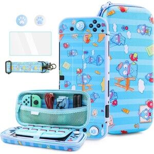 HYPERCASE Carrying Case for Nintendo Switch OLED Hard Travel Case Blue Fish NEW